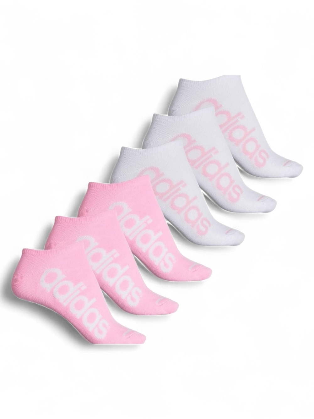 adidas Pink & White No-Show Logo Socks 6-Pack
